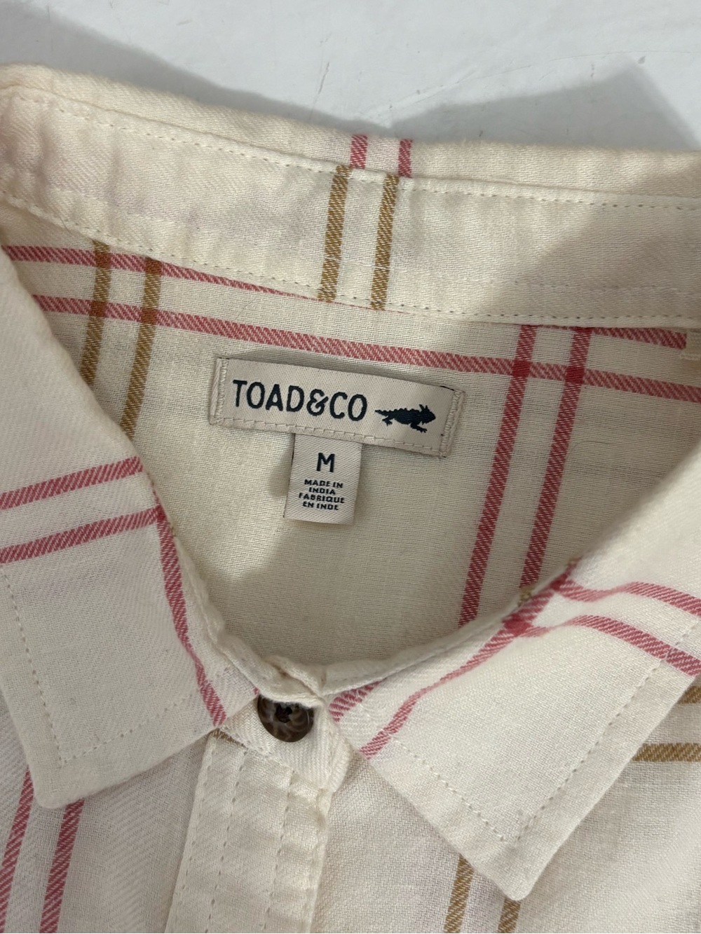 Toad & Co Size Medium Ivory Pink Plaid Button Up Mini Dress Granola Western - Picture 4 of 7